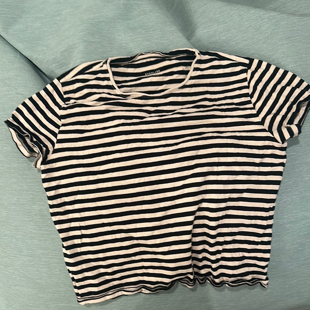 Everlane Black and White Striped Short Sleeve Tee (wore once